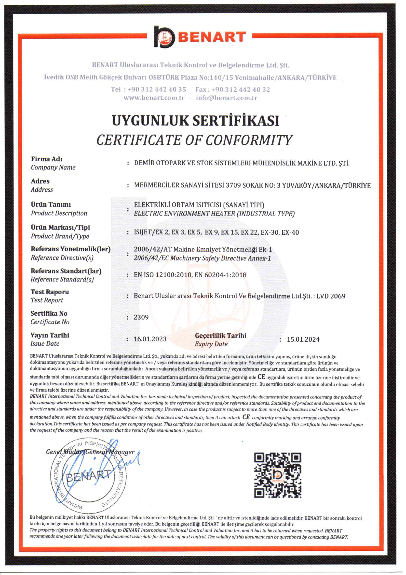 UYGUNLUK SERTİFİKASI